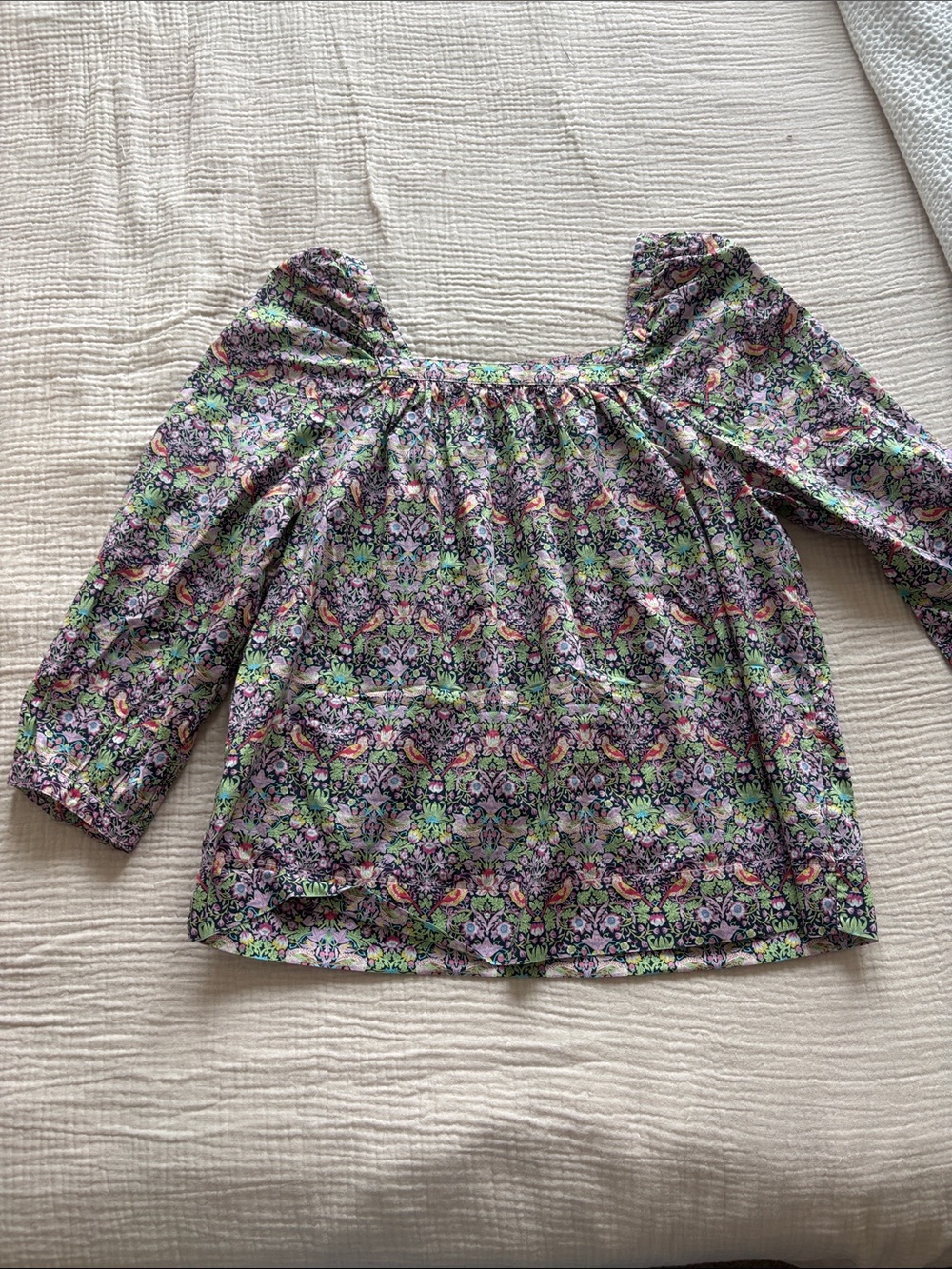 J. Crew Floral Smocked Top - Purple, Green & Pink